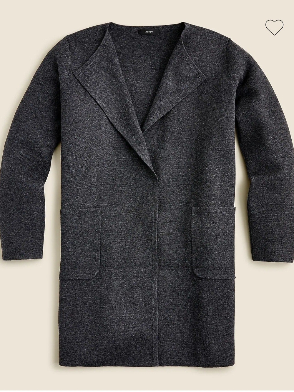 J. Crew Juliette Collarless Sweater Blazer L Black Metino Wool Cotton NWT $158